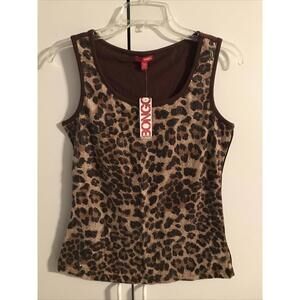 Bongo Womens Medium Brown Animal Print Sleeveless Blouse NWT! A781